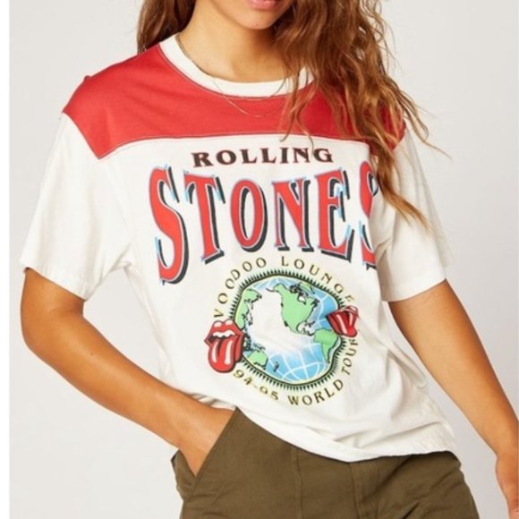Daydreamer Tops - NWT Daydreamer Rolling Stones Varsity T Voodoo Med